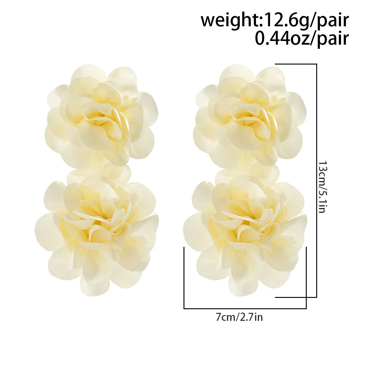 4 Colors Exaggerated Big Fluffy Fabric Flower Petal Drop Earrings for Women