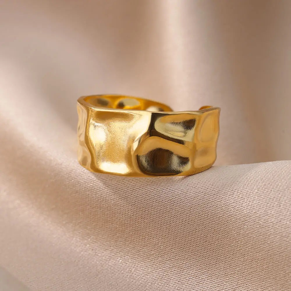 Stainless Steel Irregular Geometric Open Rings For Women Gold Color
