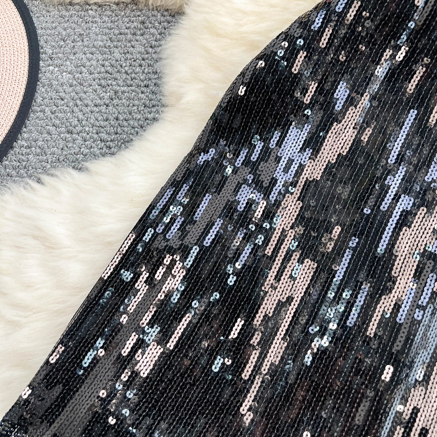 Women Chic Sequin tassel glitter Skirt High Waist Elegant Korean Fashion Skirt