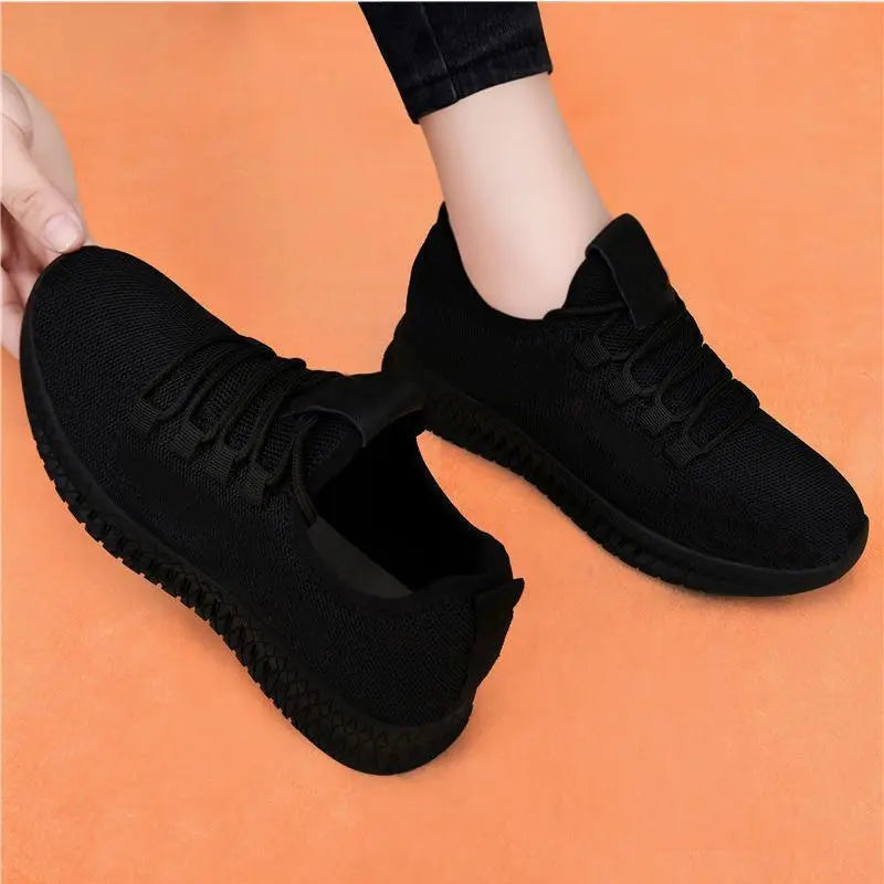 Women's Breathable Casual Shoes Running Shoes Black Sneakers Shoes for Women