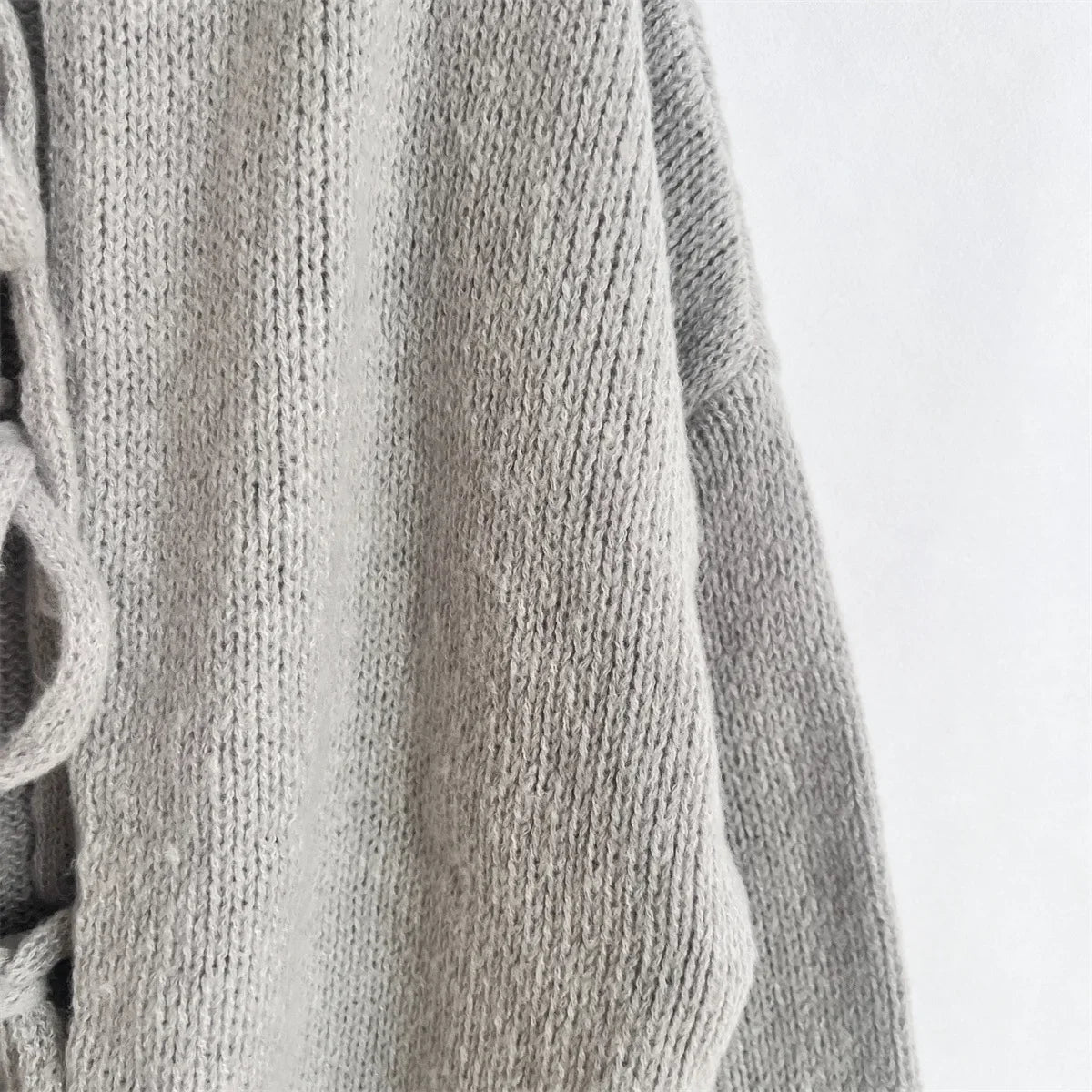 Elegant Knitted Cardigan Sweater Women's Lace up Cardigan
