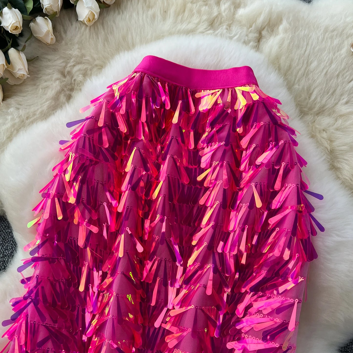 Women Chic sequin Skirt High Waist Elegant Korean Fashion vintage Hip Skirt