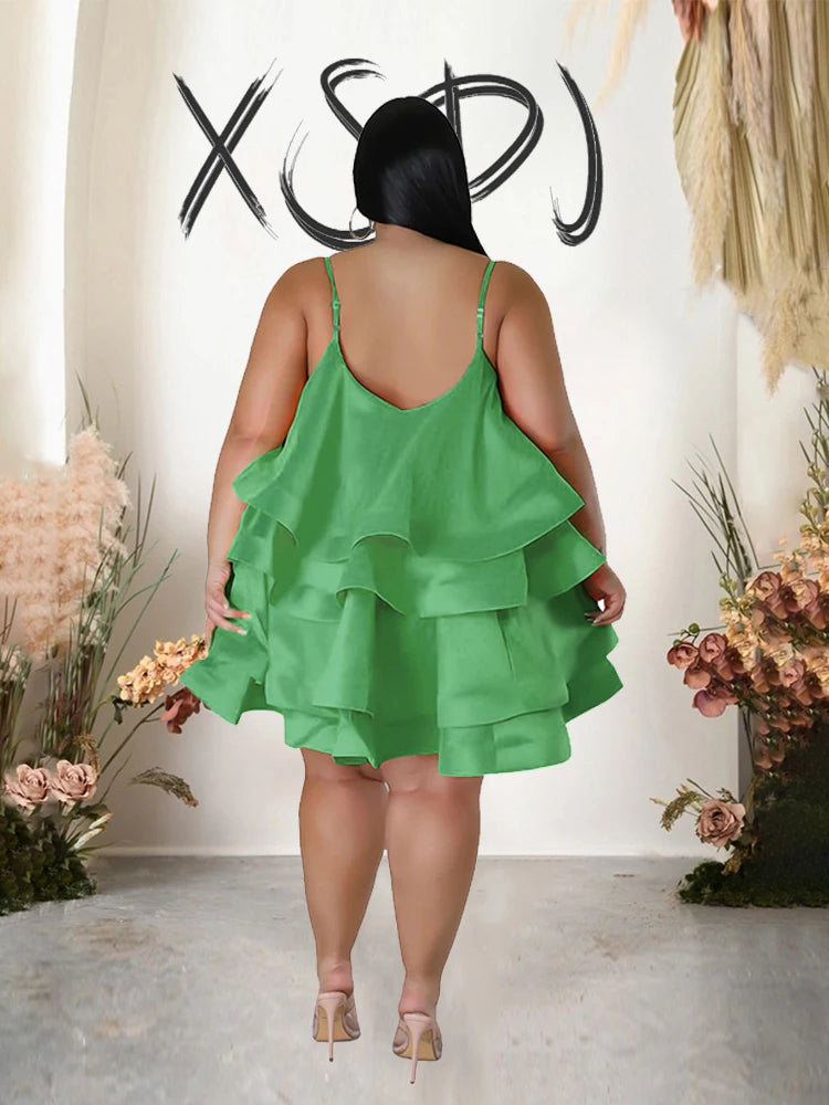Plus Size Elegant Chic Large Women Dress Satin Summer Sexy Party Dress