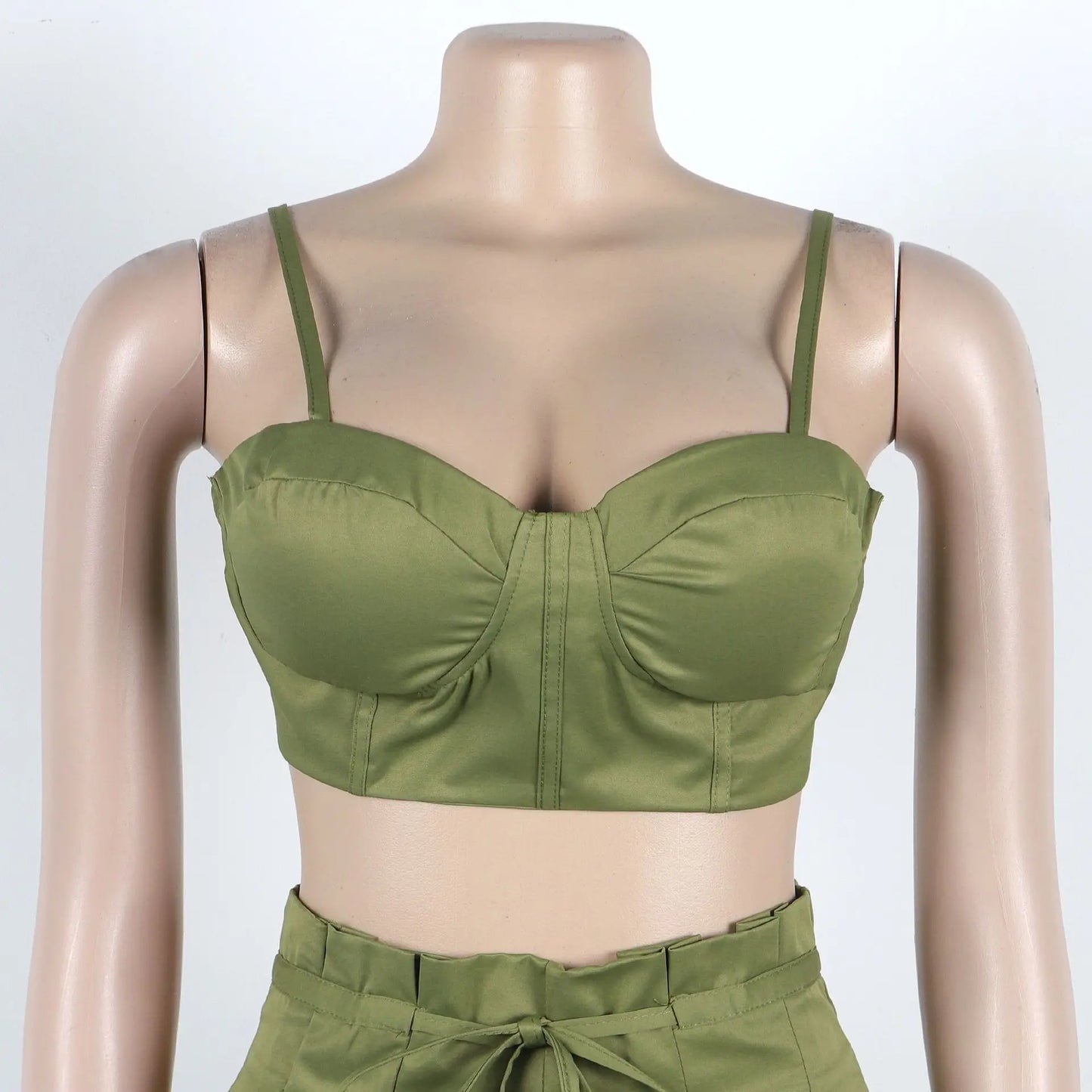 Sexy Zip Crop Camisole and High Waisted Drawstring Wide Leg Trousers 2 Piece Women Pants Suit Streetwear