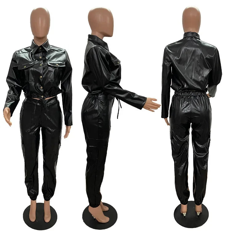 Pants Sets Two Piece Long Sleeve Cardigan Hidden Breasted Solid Zipper Fly Pencil Pants Slim Fit