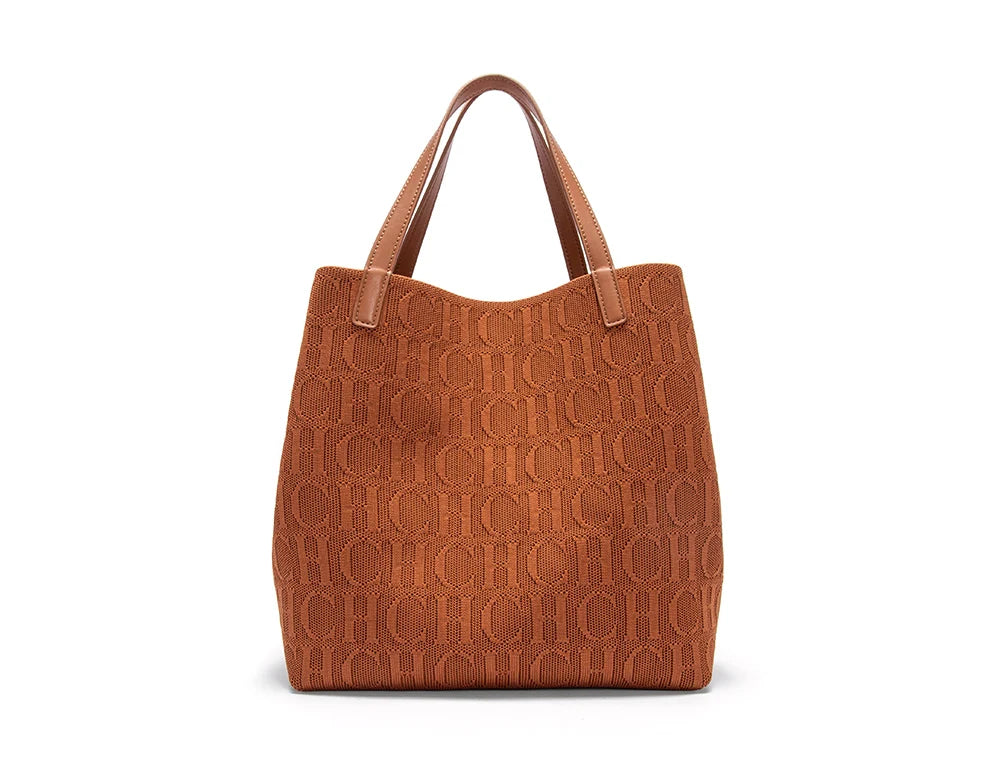 Classic New Solid Color Handbag Women's Exquisite Handcrafted Weaving Large Capacity Handbag