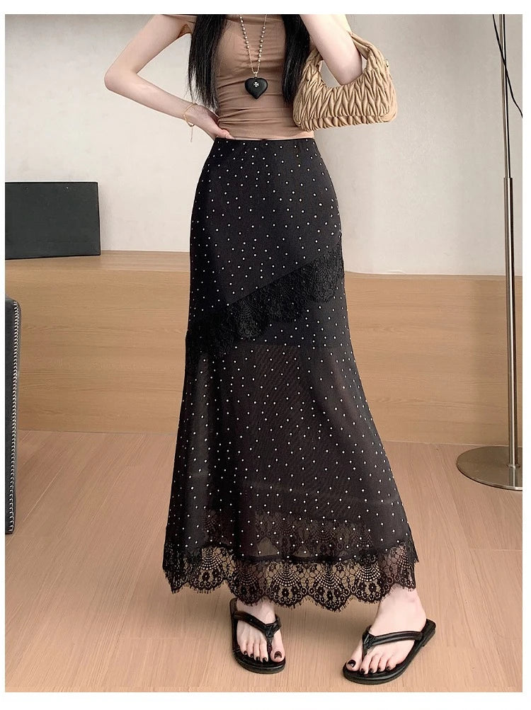Polka Dot Lace Skirt Printed Women's Wrap Skirts for Women