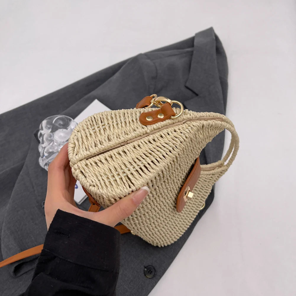 Women Crossbody Bags Handmade Summer Woven Shell Hand-Woven Bag