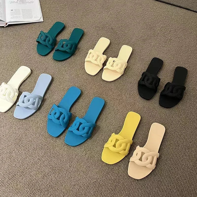 Women Dressy Flat Slippers Comfort Flip-flops Flat Slides Casual Summer Shoes