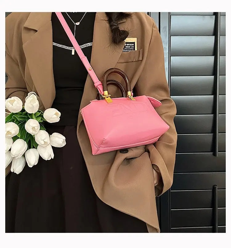 PU Leather Boston Bag Women's Shoulder Bag - Stylish Handbag for Work, Casual Purse