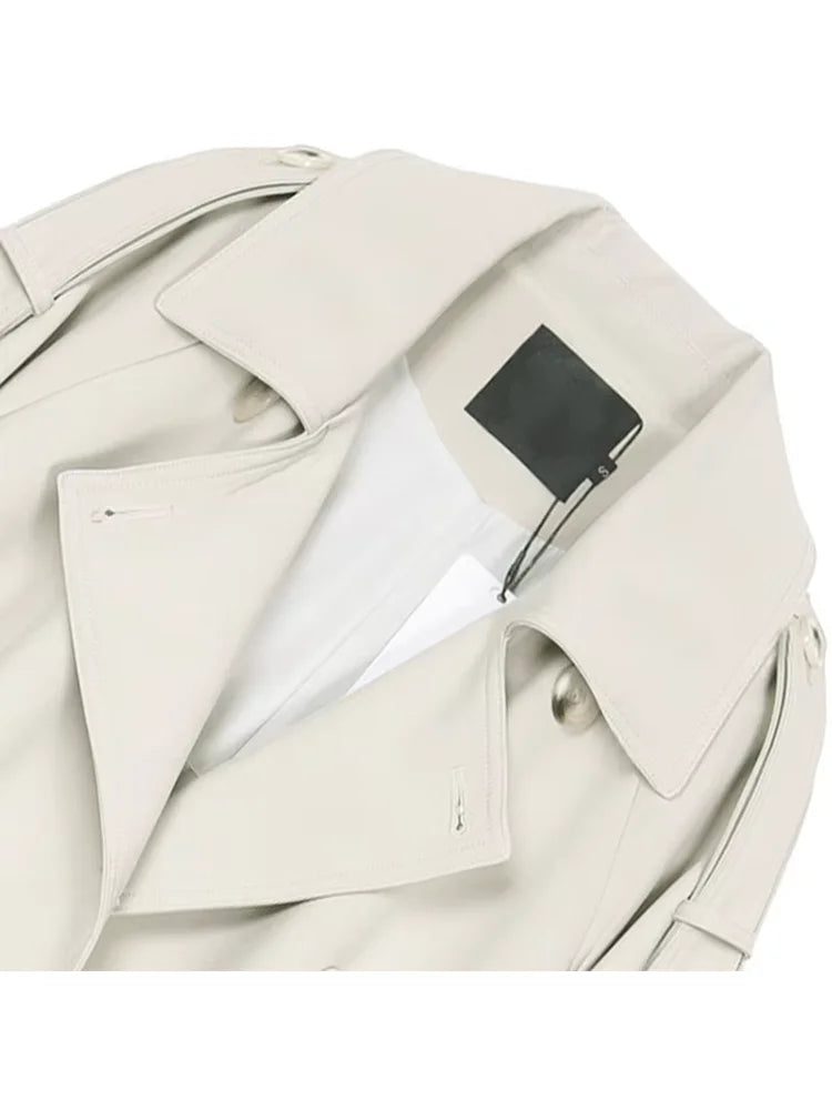 Autumn Long Soft Flowy Trench Coat for Women Sashes Sleeve Double Breasted Korean Fashion
