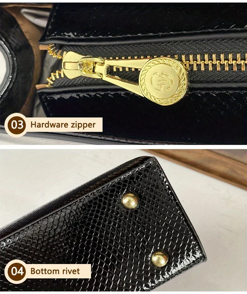 High End Women's Black Bag, Large Capacity Hand-Held Crossbody Bag