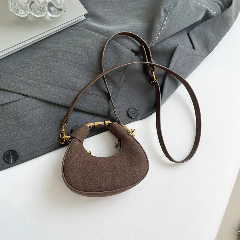 Mini PU Leather Saddle Shoulder Bag for Women Y2K Handbags and Purses Crossbody Bags