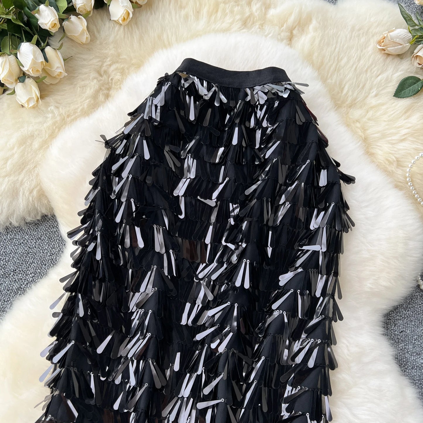 Women Chic sequin Skirt High Waist Elegant Korean Fashion vintage Hip Skirt