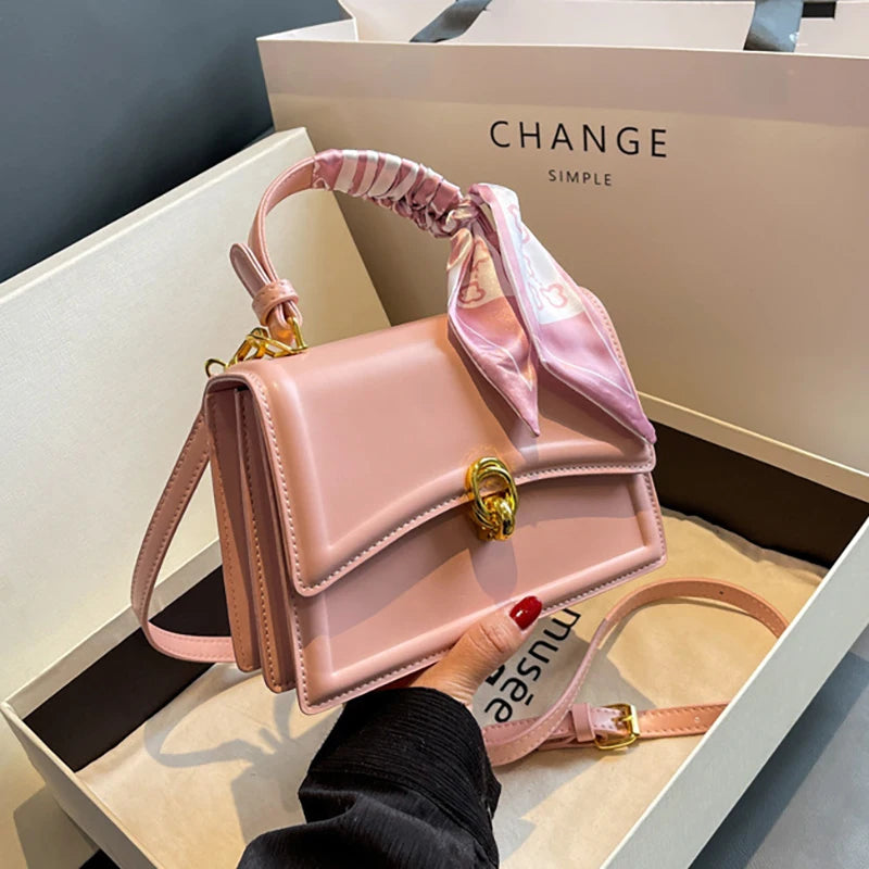 Scarf Bow Decor Lightweight Flap Bag, Business Casual Mini Women's Shoulder Bag