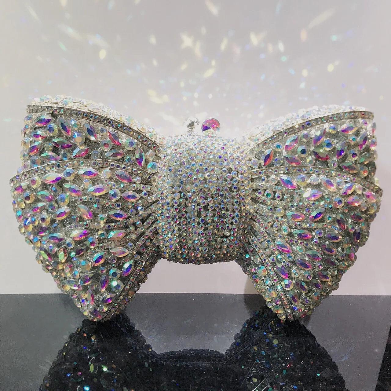 Rhinestone Green/Black Clutch Purse Bow Luxury Diamond Evening Clutches Wedding Bridal Bag