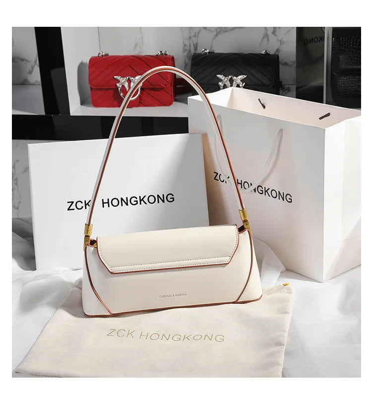 Armpit bag high-end solid color one-shoulder portable genuine leather bag