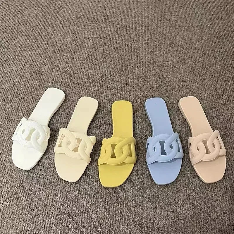 Women Dressy Flat Slippers Comfort Flip-flops Flat Slides Casual Summer Shoes