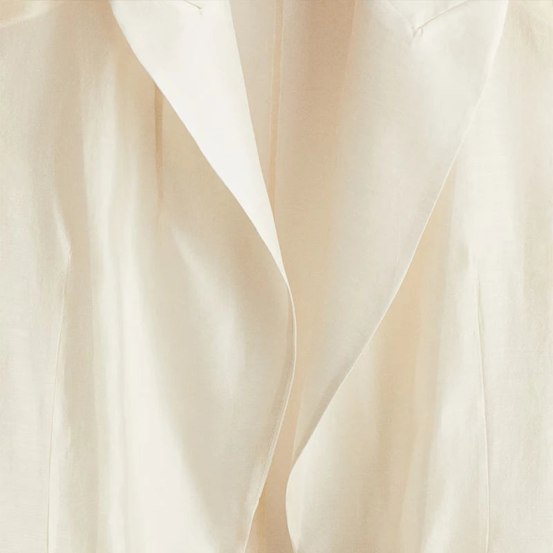 Sexy See Through Silk Set Women Elegant Blazer Coat Loose Shirt Wide-leg Pants
