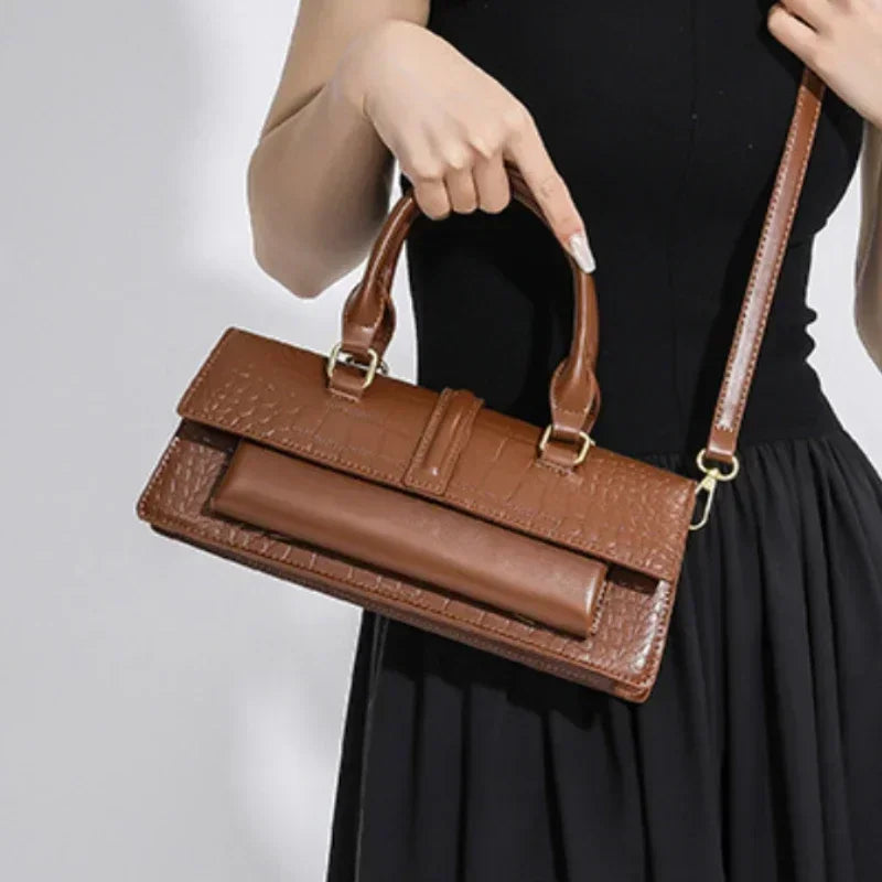 Ladies Shoulder Bag High Quality PU Stone Pattern Crossbody Bag for Women Armpit Clutch