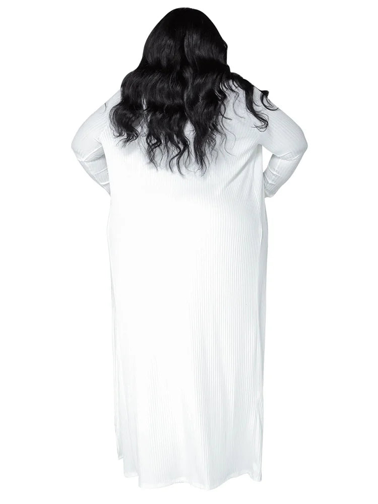 Plus Size Dress Sets 2 Piece Outfits Maxi Dress and Cover Coat Matching Suit