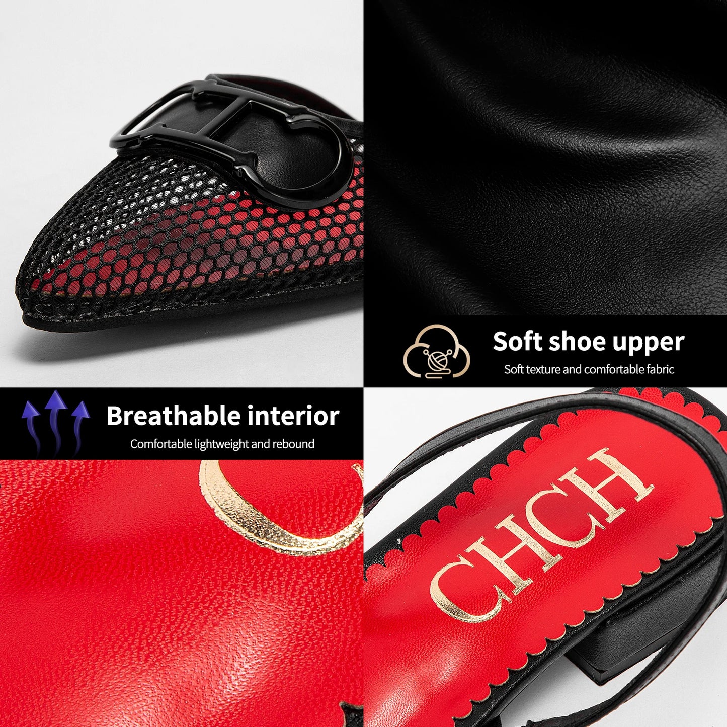 Women's Flat Shoes Mesh Hollow Sandals Black Women's Shoes Mesh Sandals