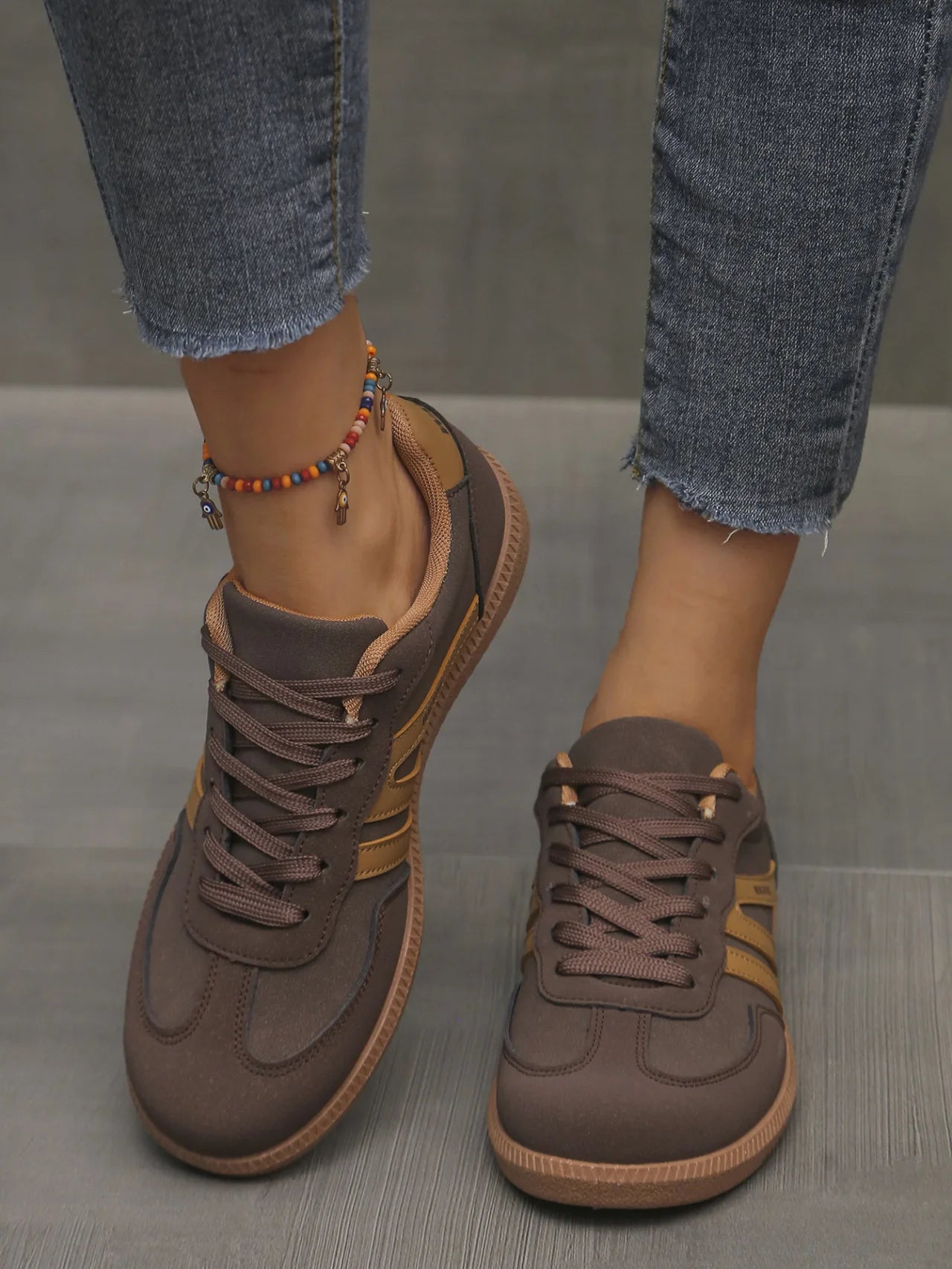 Mix Color Women's Autumn Sneakers Fashion Splicing Flat Heel Vulcanized Shoes Female Lace-Up Sneakers