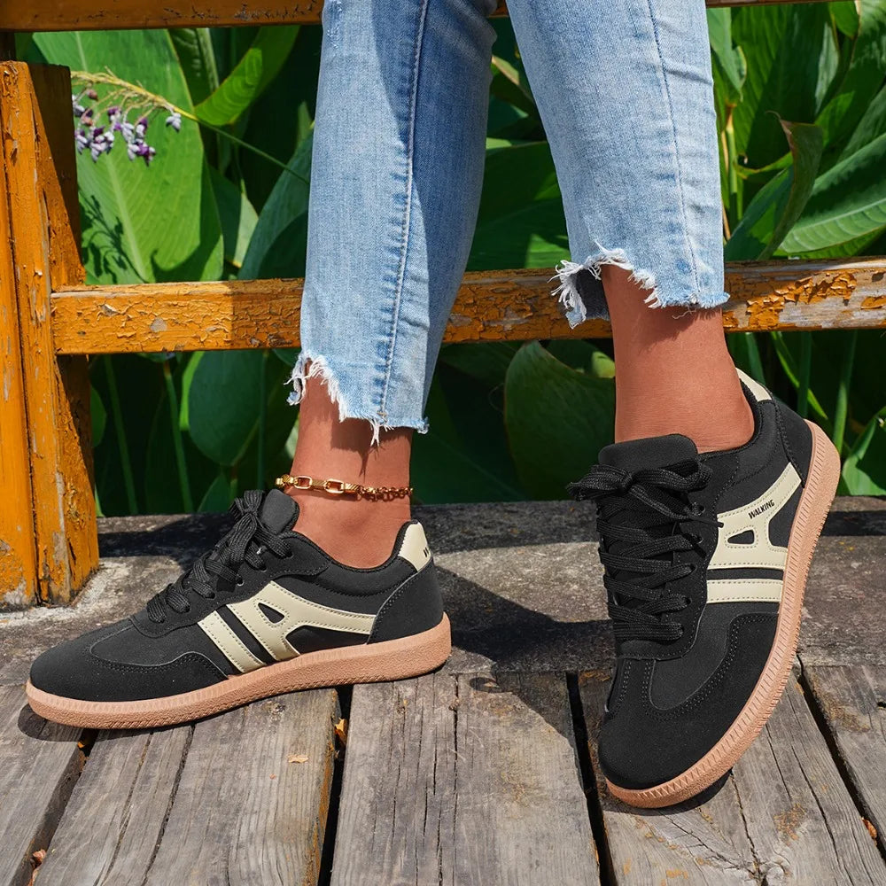 Ladies Black Sneakers Soft-soled Comfortable Shoes Women Leisure Joker Walking Shoes Tennis Shoes