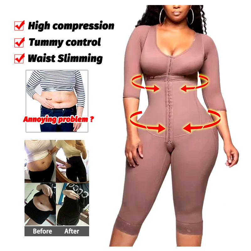 Full Body Colombian Girdles Shaper High Compression Bodysuits Postoperative Postpartum Lipo Arm Slimmer