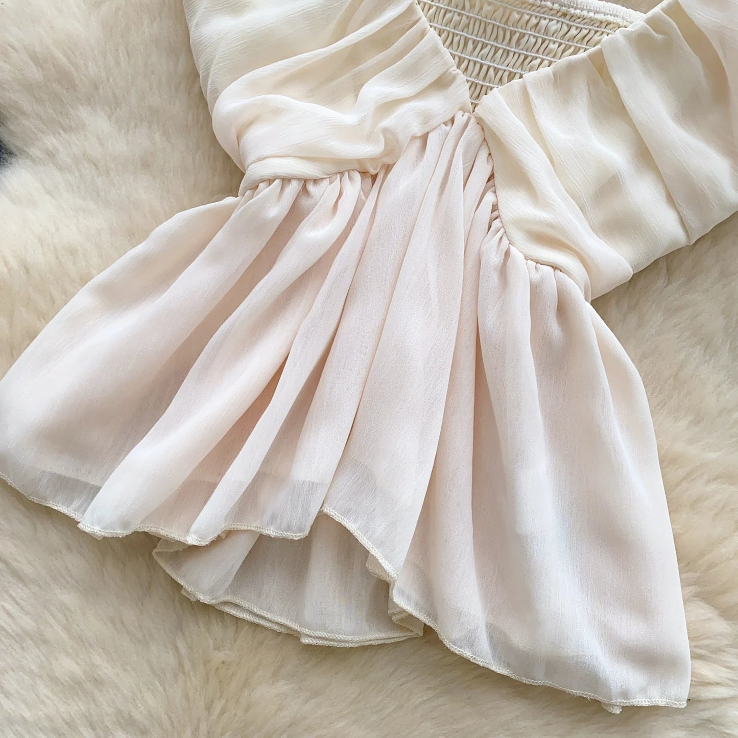 Chiffon Tops Straps Deep V Backless Top Ruffles Short Tank Top Vacation Style Sexy Tops