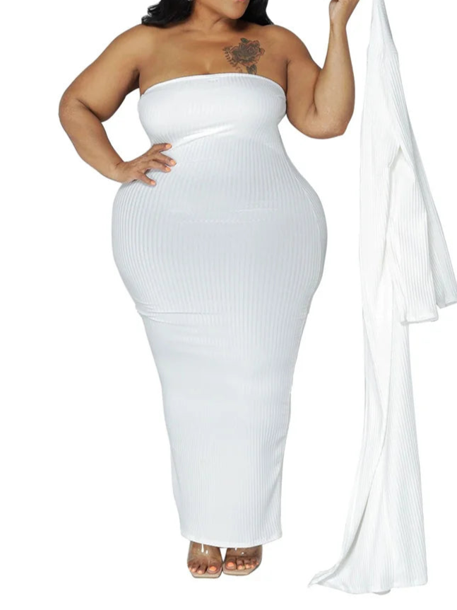 Plus Size Dress Sets 2 Piece Outfits Maxi Dress and Cover Coat Matching Suit