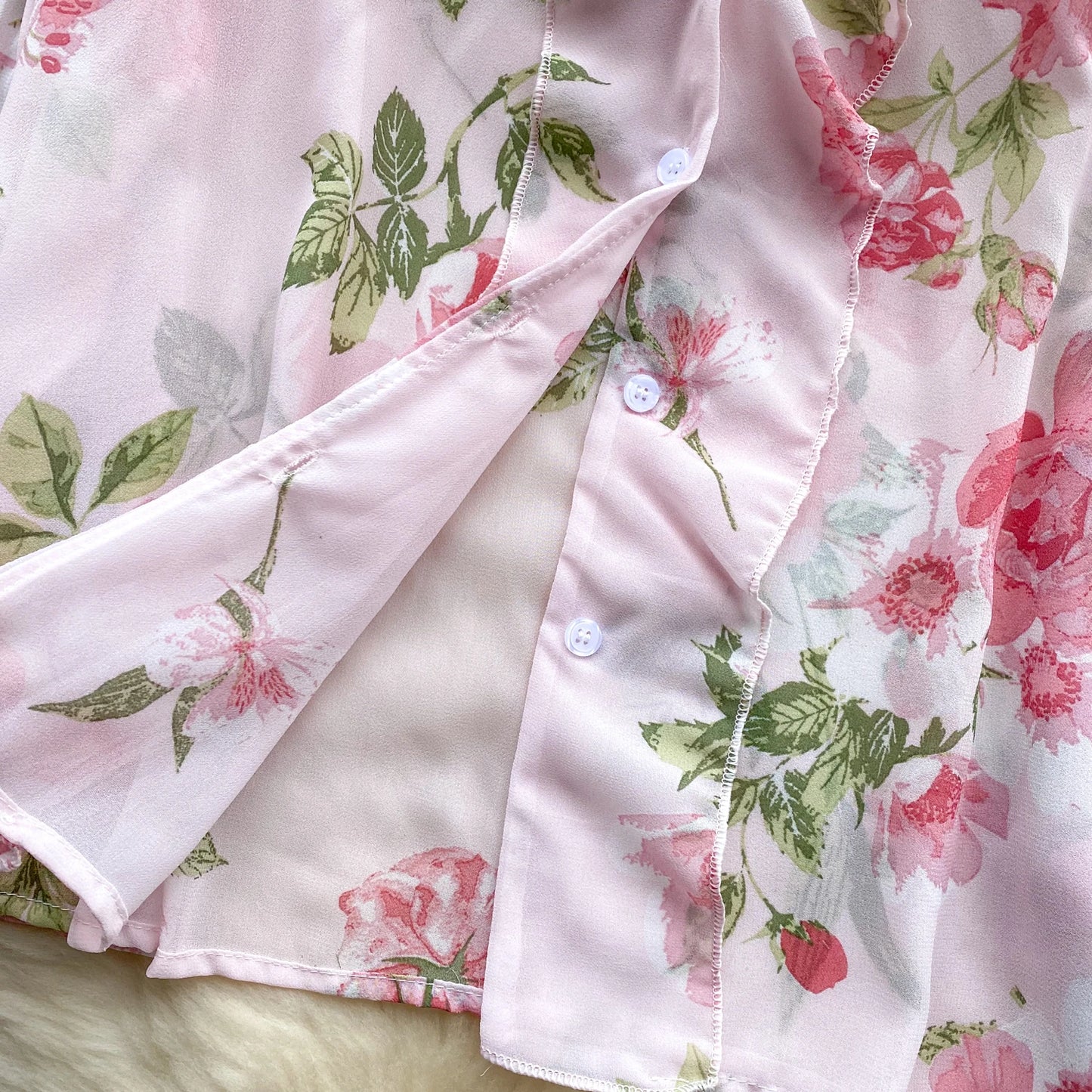 Floral Print Loose Shirt Women Lantern Sleeve V Neck Thin Causal Ruffle Blouse