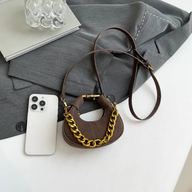 Mini PU Leather Saddle Shoulder Bag for Women Y2K Handbags and Purses Crossbody Bags