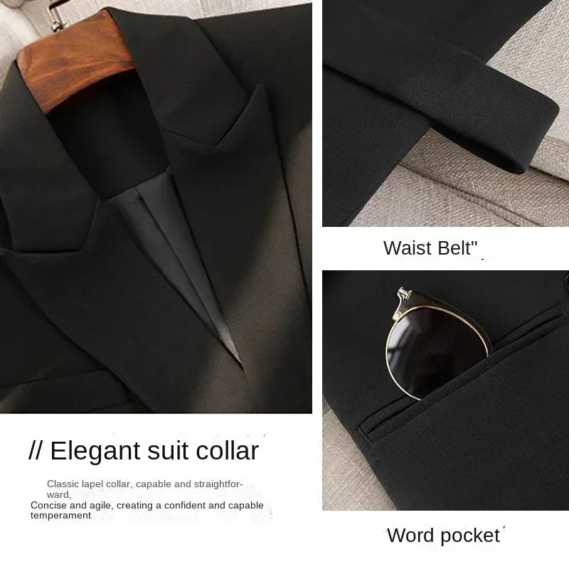 Women's Blazer Elegant Slim Fit Coats Casual Lace Up Women Mid Length Blazers