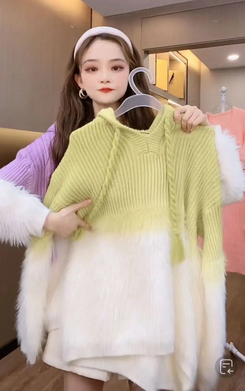 Tassel Pullover Long-Sleeved Sweater Hooded Loose Knitwear