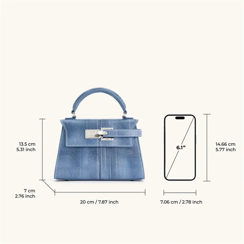 Women's Handbag Elise Designer Fashion 2025 New Denim Blue Tote Bag Small Square Crossbody Bag