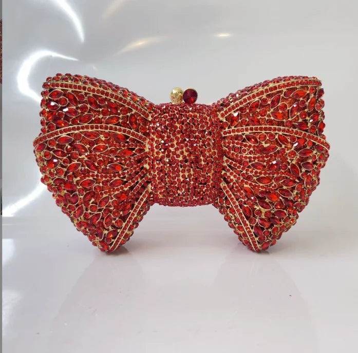 Rhinestone Green/Black Clutch Purse Bow Luxury Diamond Evening Clutches Wedding Bridal Bag