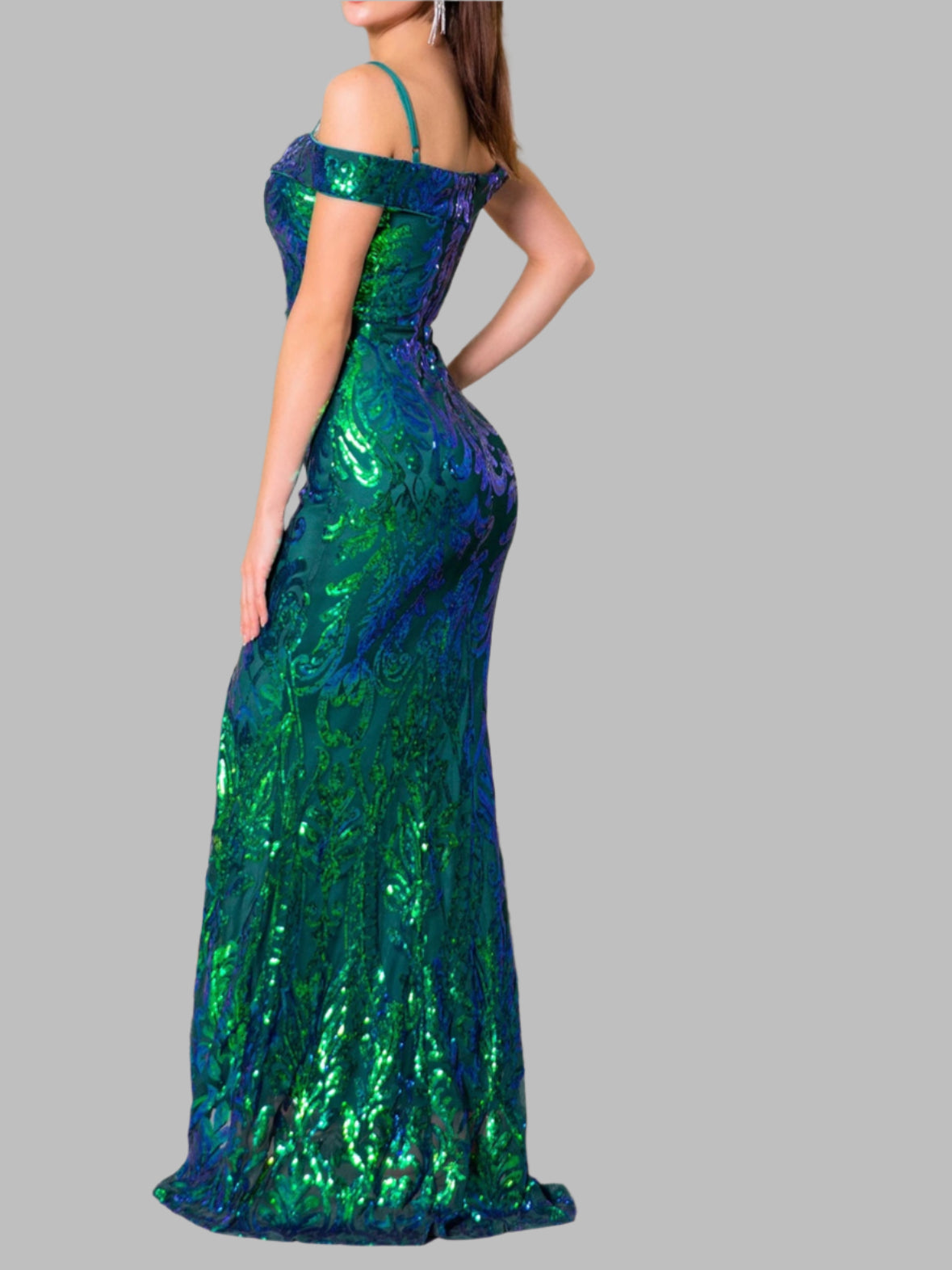 Women's Wedding Guest Off Shoulder Split Long Evening Cocktail Dress