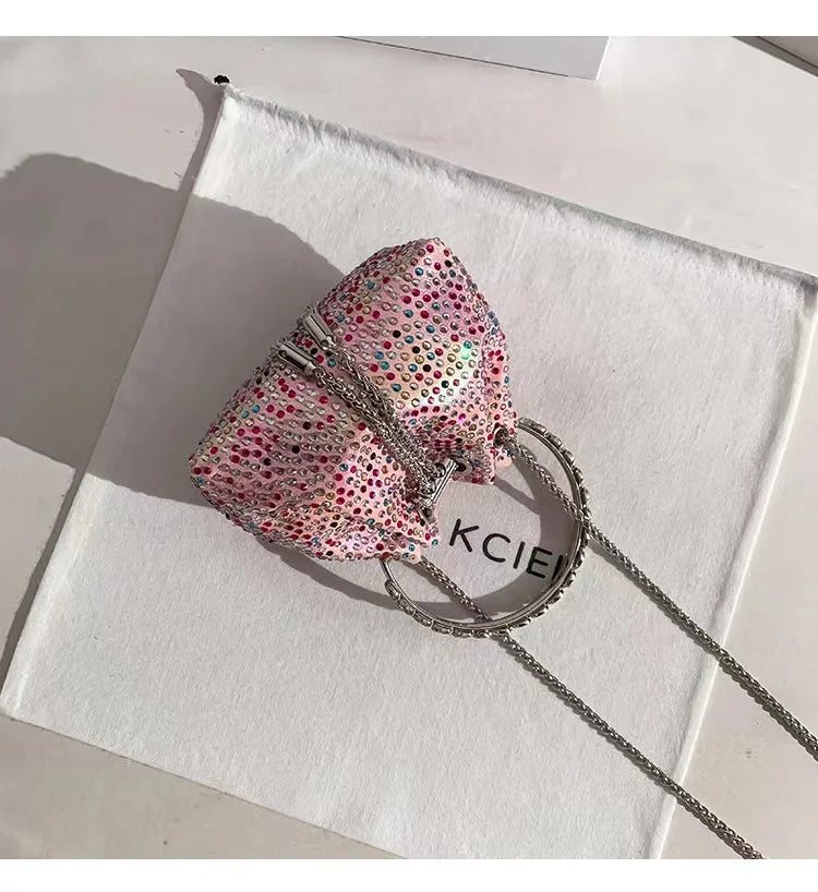 Wedding Party Clutch Purse Glitter Shiny Diamond Banquet Bag Chain Bag
