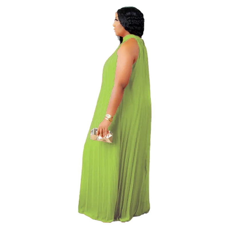 Plus Size Women Maxi Dress sleeveless Halter Hollow Out Maxi Dress