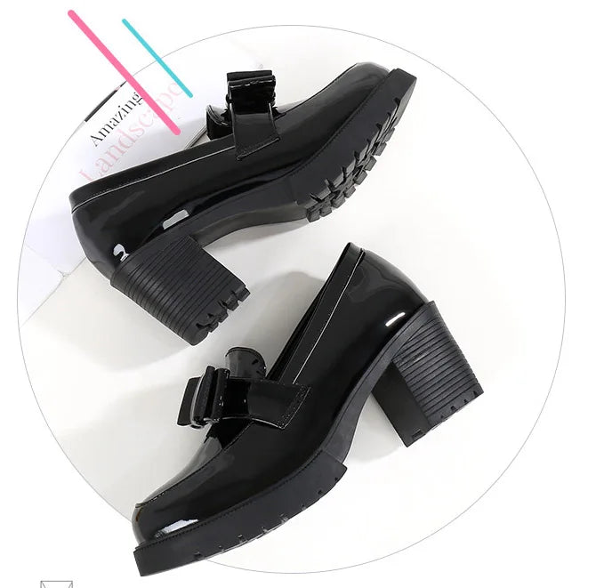 Platform women high heel pumps shoes chunky heel loafer comfort office lady party shoes