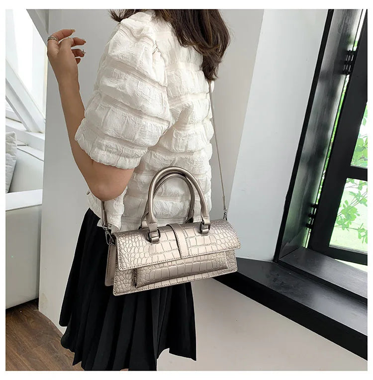Ladies Shoulder Bag High Quality PU Stone Pattern Crossbody Bag for Women Armpit Clutch