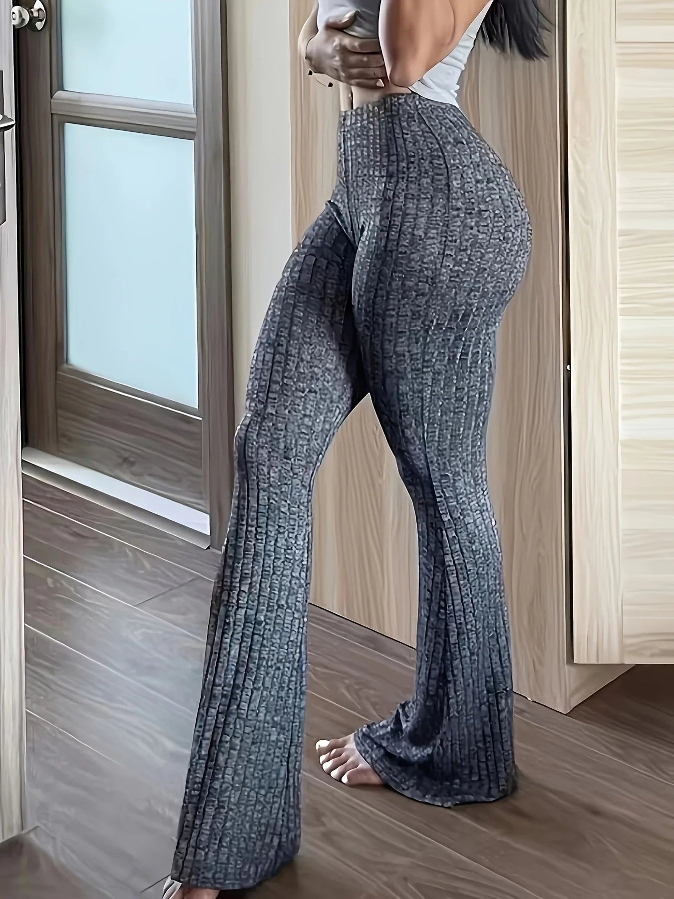 Slim High Waist Capris Sexy Bell Bottom Flare Tights Solid Hot Y2k Woman Pants