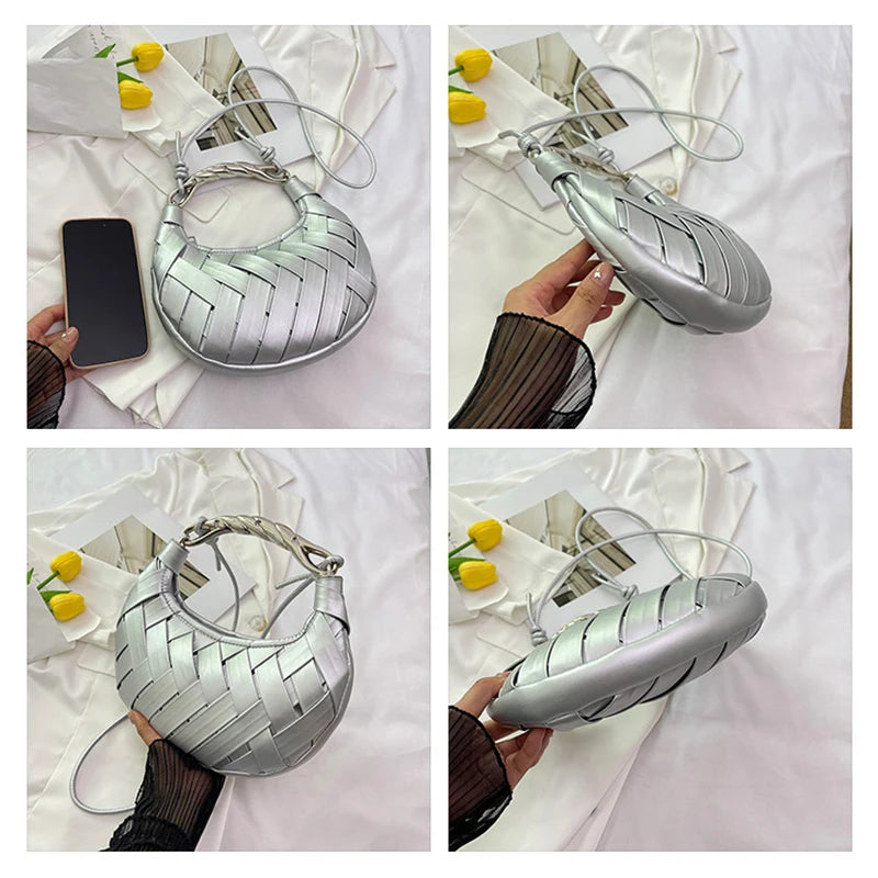 Woven Bird's Nest Bag Brand Creative Design Dumpling Shape Comfortable Fabric Commuter Shoulder Messenger Bag