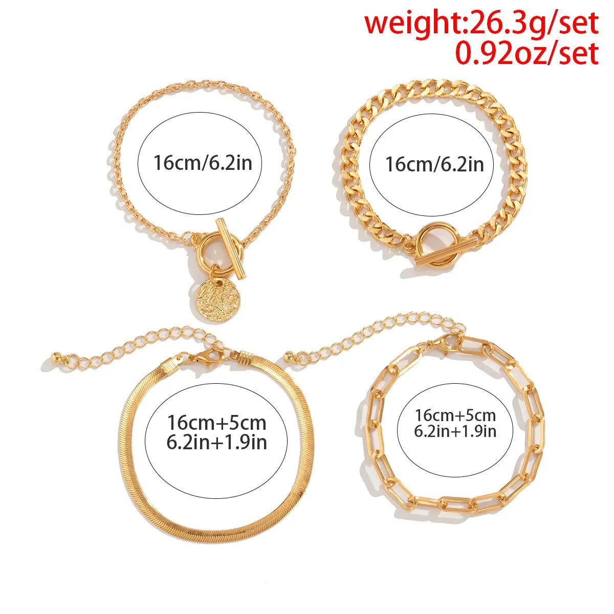 Punk Cuban Link Chain Coin Pendant Bracelet for Women