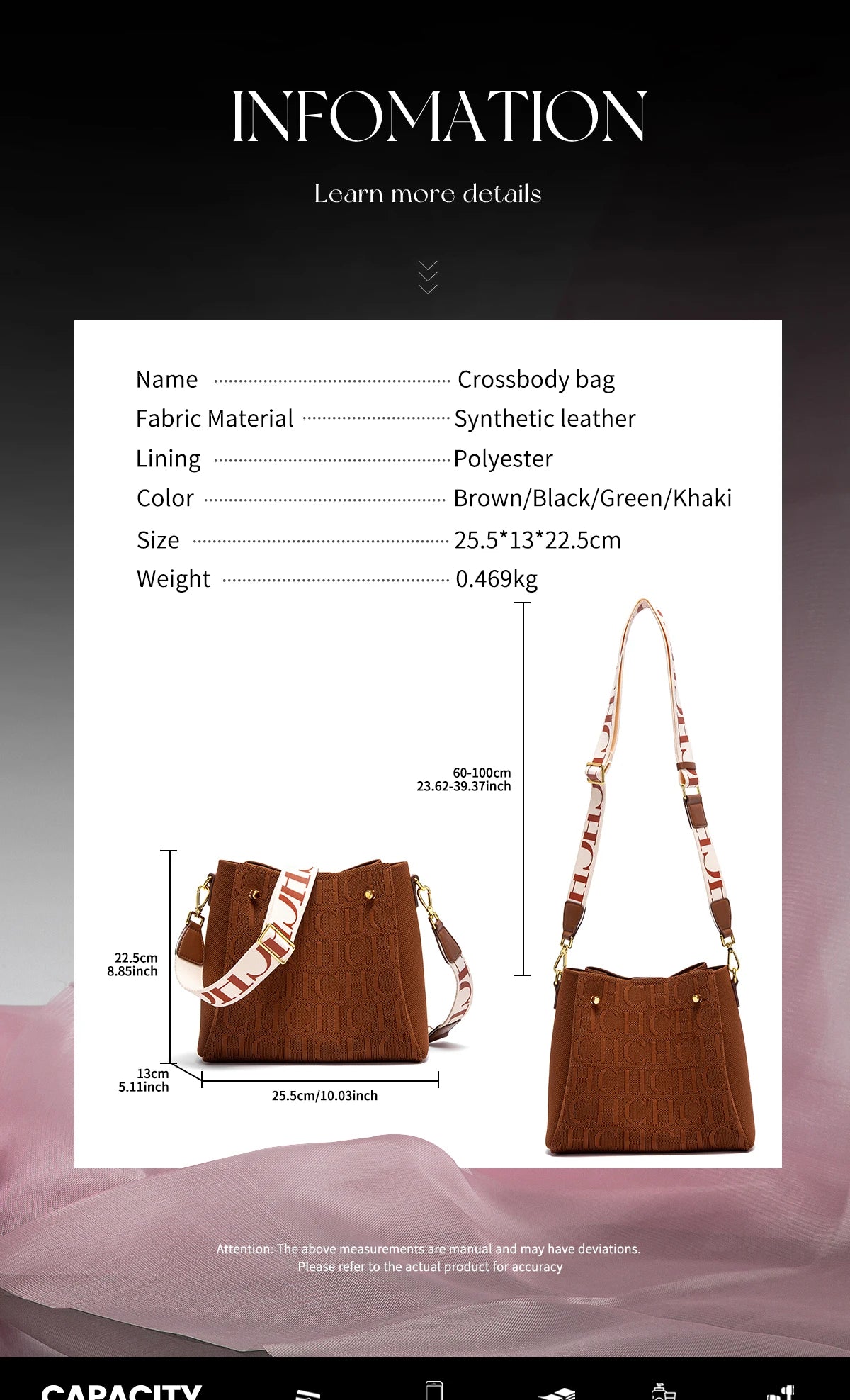 Crossbody Elegant Design Drawstring Design Women's Bag