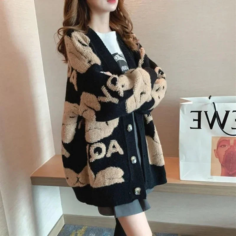 Cardigan Women New Fashion Casual Sweater Jacket Loose Knitting Warm Cardigan