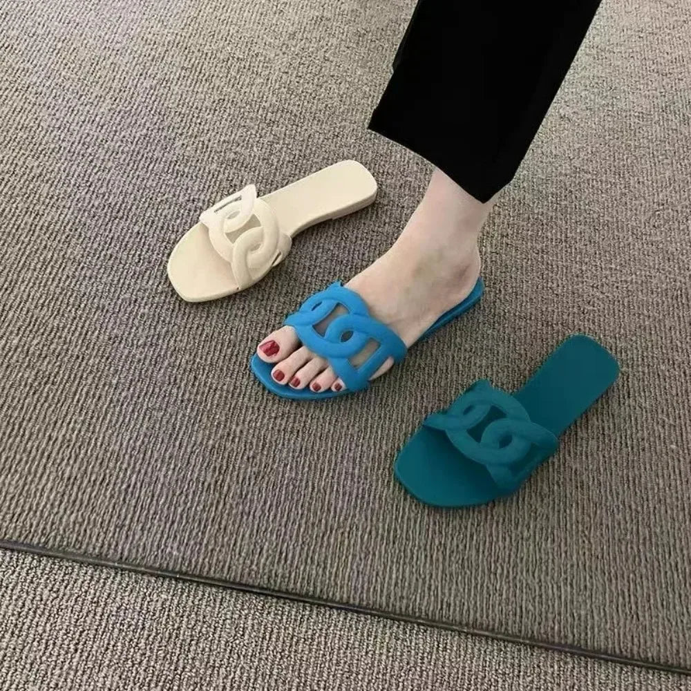 Women Dressy Flat Slippers Comfort Flip-flops Flat Slides Casual Summer Shoes