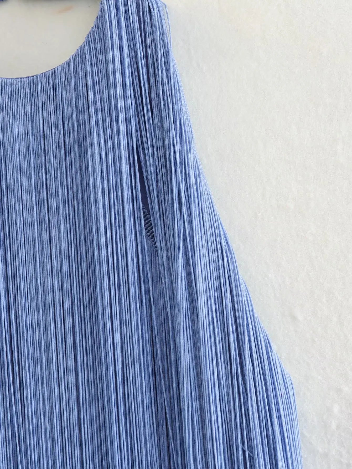 Women's Solid Color Hanging Neck Sling Backless Tassel Mini Dress