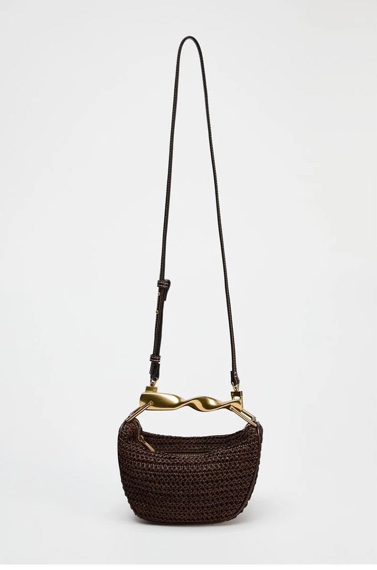 Summer Rattan Half-Moon Beach Straw Shoulder Bags Women's Straw Bucket Bag Purse Woven Straw Handbags Casual Tote Crossbody Bag